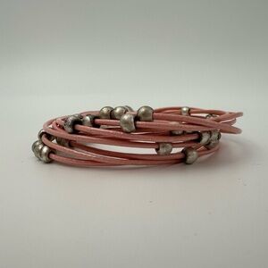 Chic Pink Bracelet with Silver Beads